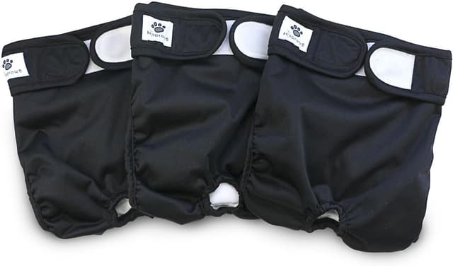 Detalle de Hisprout 3-Pack Female Dog Diaper (Incontinence, Reusable Washable Breathable) – XS, Black