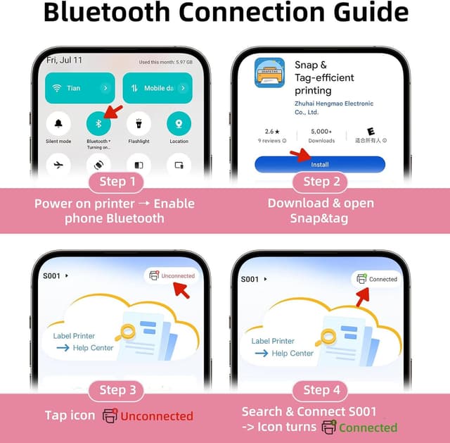 Detalle de ORGSTA Label Printer 2000 mAh portable Bluetooth sticker maker