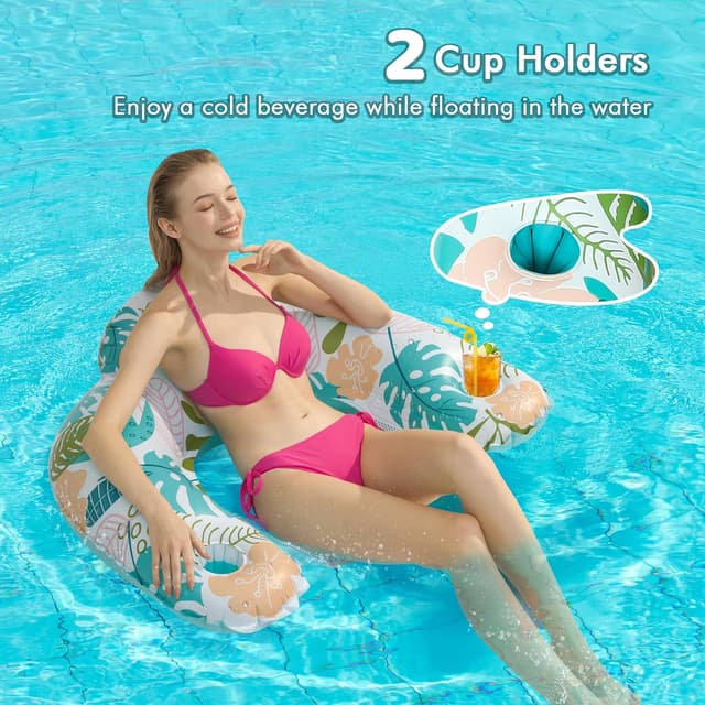 Detalle 2 de 4-Pack Adult Pool Float Chairs with Cup Holders (OKSUWATER)