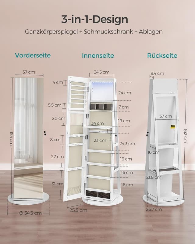 Thumbnail 4 de SONGMICS Schmuckschrank 37Ă155 cm đȘ