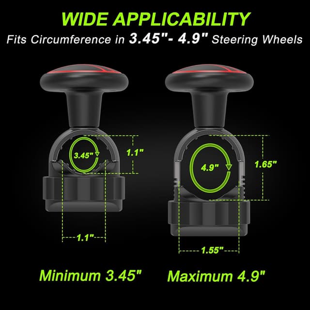 Detalle de Tool-Free Steering Wheel Knob “Suicide Knob” (Metal Bearing) for 3.45–4.9" Wheel Circumference, Red (1 Pack)