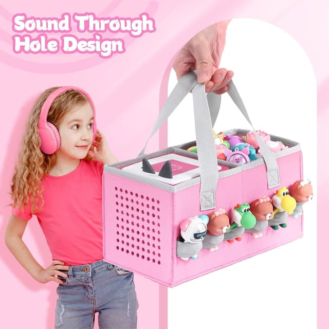 Detalle de Piaclen Carrying Case for Toniebox Audio Player & Figurines Starter Set (Felt Organizer Bag, Pink)