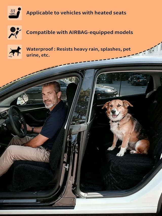 Detalle de TESFEEL Towel Car Seat Cover (GRS Certified Recycled Microfiber), Non-Slip Universal Front Protector — 2-Pack, Black