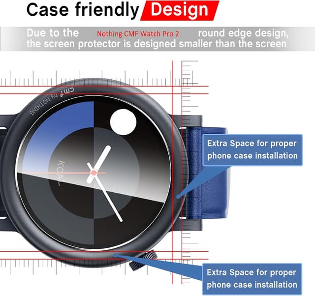 Detalle de AOKUMA Tempered Glass Screen Protector for Nothing CMF Watch Pro 2 (2 Pack)