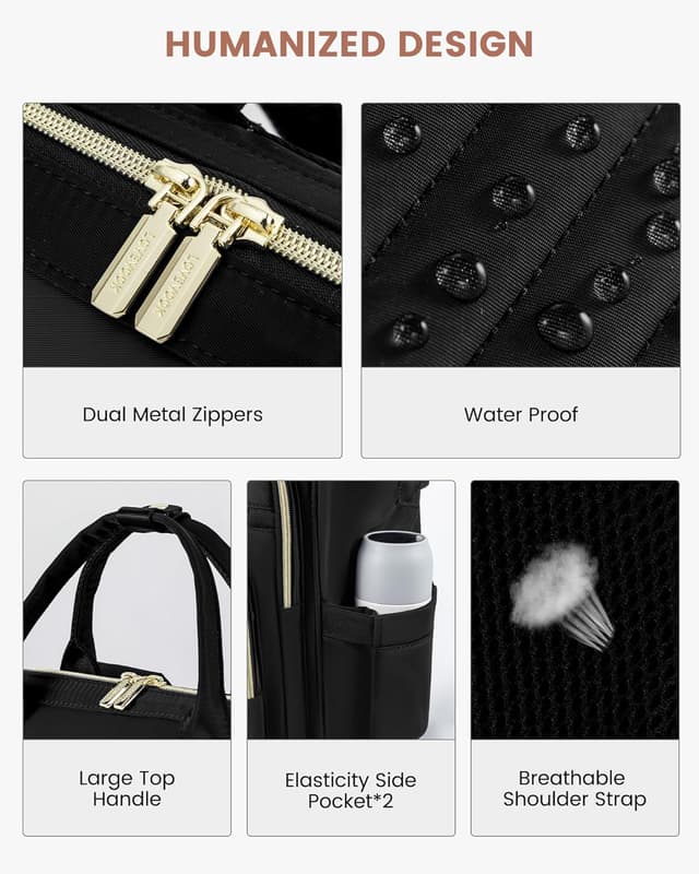 Detalle de LOVEVOOK Damen-Rucksack 15,6 Zoll wasserdicht mit Laptopfach – Marineblau