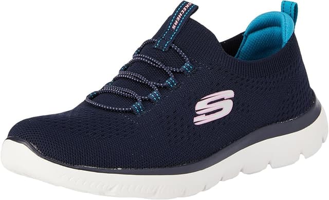 Detalle de Skechers Summits Zapatillas Mujer Navy Knit Teal Pink