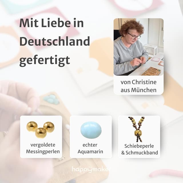 Detalle 2 de happymaker Edelsteine für Kinder: 2er-Armband-Set mit Rosenquarz & Aquamarin (4–10 Jahre)