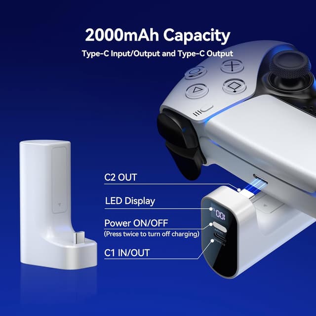 Detalle de LVFAN PS5 Wireless-Controller Ladegerät 2000 mAh