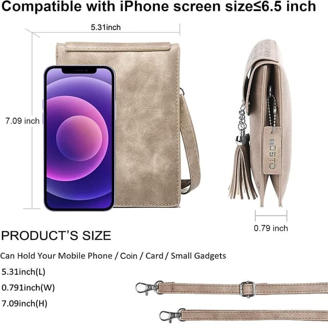Detalle de seOSTO crossbody phone bag purse for women & teenage girls — small phone wallet crossbody with tassels