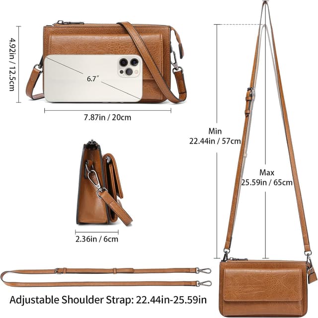 Detalle 2 de GAEKEAO RFID blocking crossbody bag for women with phone purse and wristlet strap