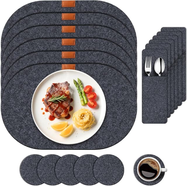 Detalle de Sets Table Verre Lavables Rectangulaires 18 pièces