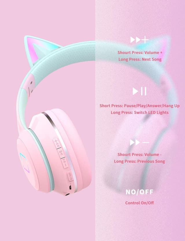 Thumbnail 5 de Cat Ear LED Kids Wireless Headphones 5.1