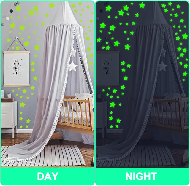 Detalle de ECHOCUBE 432PCS Glow in the Dark 3D Star Stickers for Nursery & Bedroom Ceiling