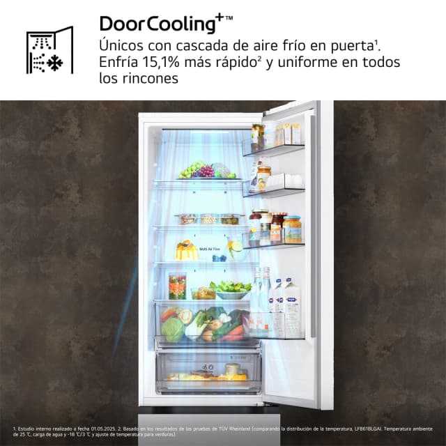 Detalle de LG GBBSJ20DSW frigorífico combi con DoorCooling+, 2,03 m (reacondicionado Grado D)