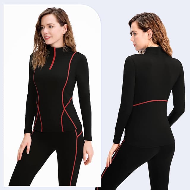Detalle de TERODACO Women’s Half Zip Thermal Base Layer with Micro Fleece