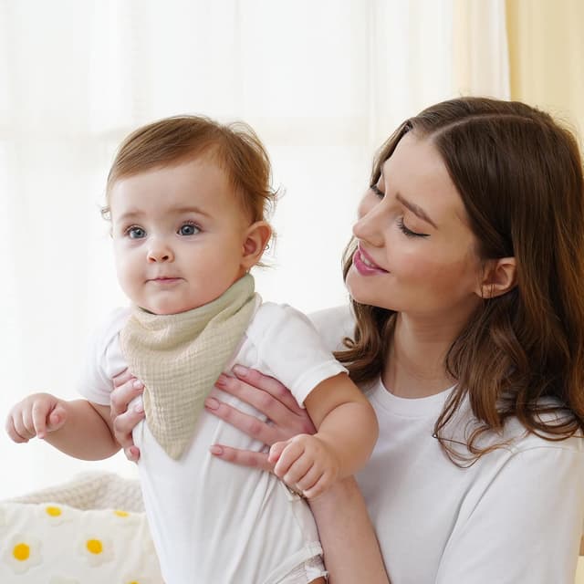 Detalle 2 de Kewlife gift Baby-Lätzchen aus Musselin: verstellbares Dreieckstuch zum Füttern & Zahnen