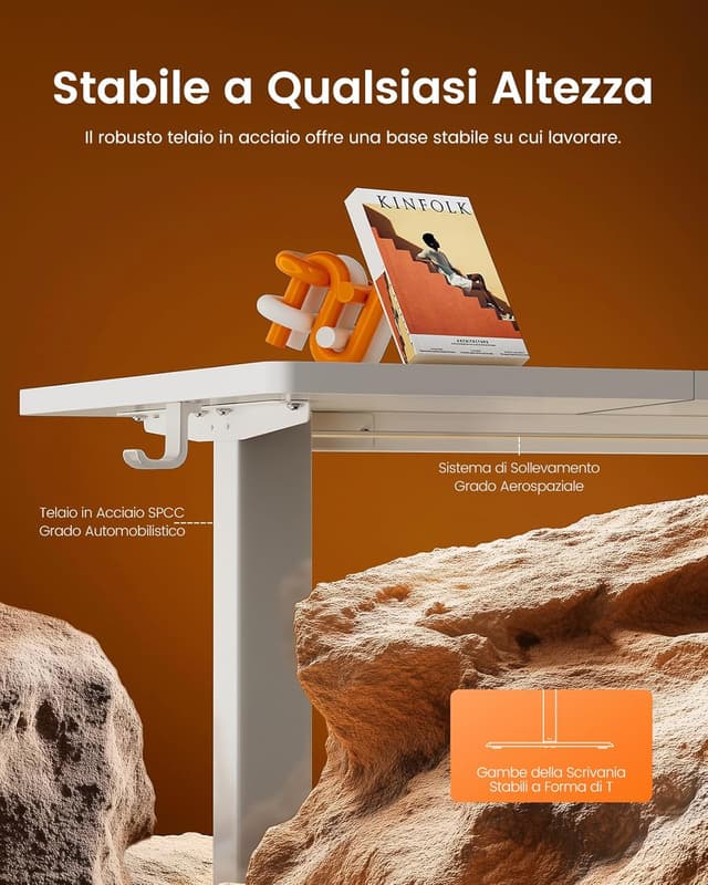 Detalle de ErGear Scrivania regolabile in altezza con pannello smart a 4 memorie e tavola 120 x 60 cm (bianca)