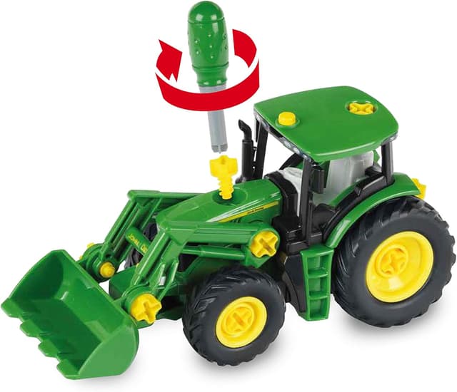 Detalle de Theo Klein 3903 Trattore John Deere con sollevatore frontale, contrappeso e parti smontabili (1:24)