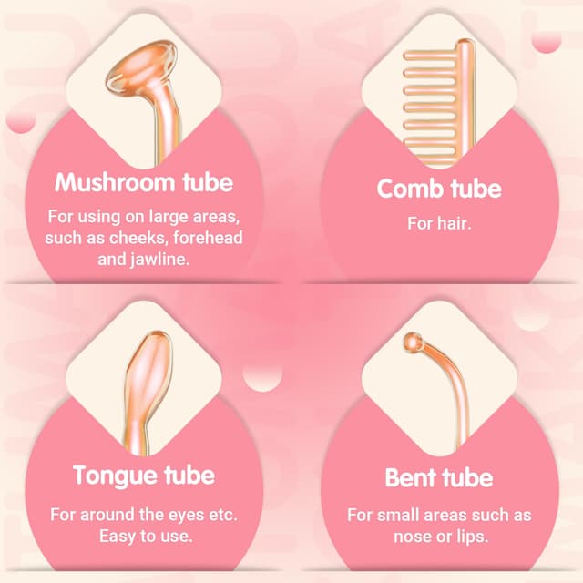 Detalle 2 de TUMAKOU Hochfrequenzstab Gesichtsmassagegerät mit 4 Stäben