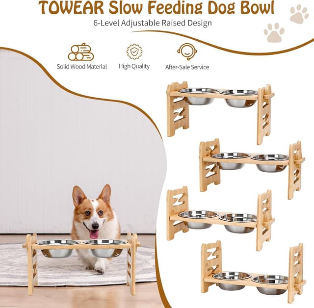 Detalle de TOWEAR Raised dog bowls with 6 levels