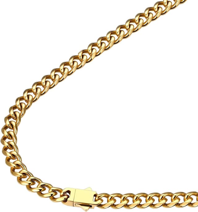 Detalle de FindChic Chaîne homme en acier inoxydable 316L maille cubaine gourmette, largeur 6/9 mm, longueurs 46 à 76 cm
