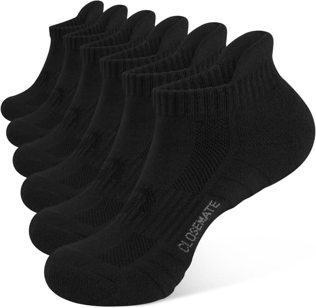 Detalle de CLOSEMATE Running Ankle Socks with Cushioned Sole, Breathable Arch Support and Non-Slip Fit (6 Pairs)