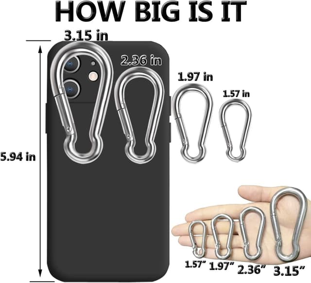 Thumbnail 6 de Ekunbuy Spring Snap Hooks in 304 stainless steel (M8) heavy-duty rope connector clips