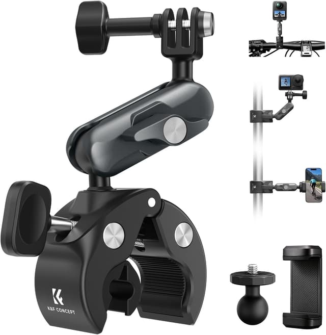 Detalle de K&F CONCEPT Motorrad- & Fahrradhalterung für Actioncams: 360° verstellbarer Magic Arm mit Adapter (1/4")
