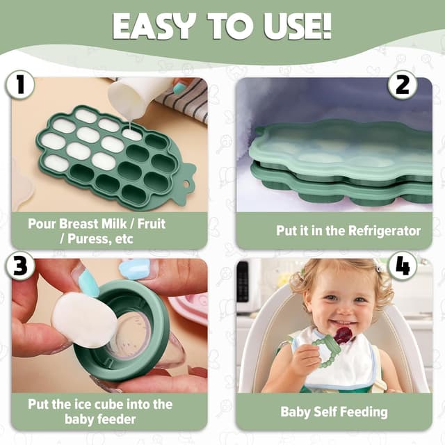 Detalle de O’doe Baby Weaning Set (15-Piece) Silicone Feeding Essentials with Suction Plate & Sippy Cup