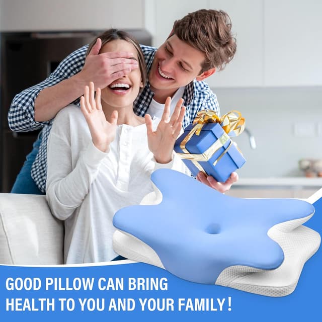 Thumbnail 6 de Oreiller ergonomique cervical Ehomfory 2 en 1 en mousse à mémoire de forme (bleu)