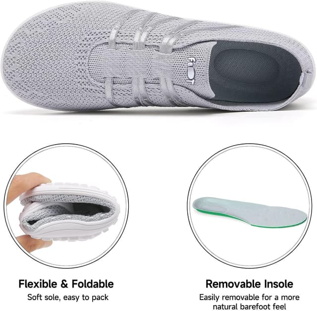 Detalle 2 de Wizshoe Barfußschuhe Damen & Herren – atmungsaktive Slip-On Sneaker mit Zero-Drop Sohle