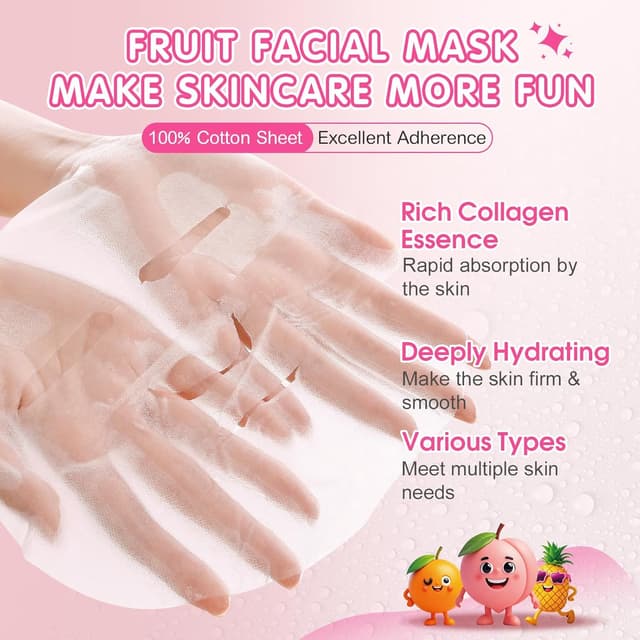 Detalle 2 de 14 Pack Fruit Face Masks ๐งโ