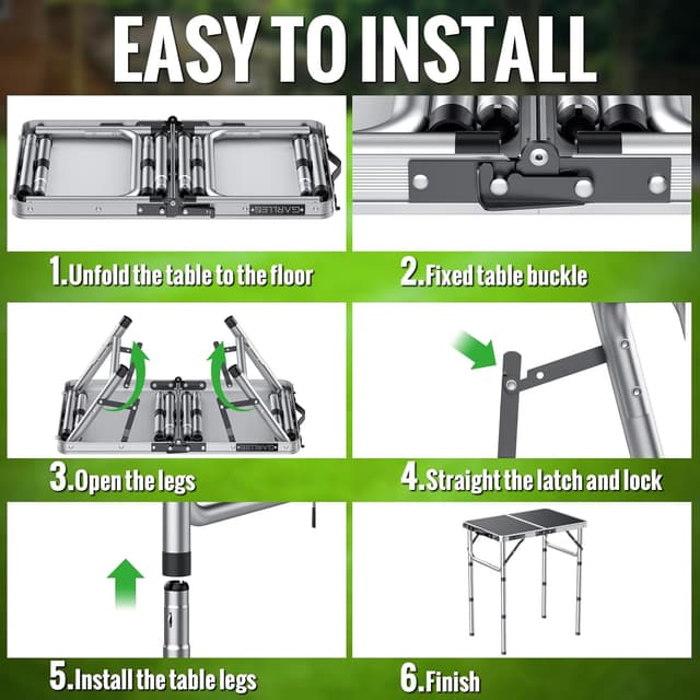 Thumbnail 6 de GARLLEN Folding Table for Camping with 3 Adjustable Heights (Lightweight Aluminium Outdoor Table)