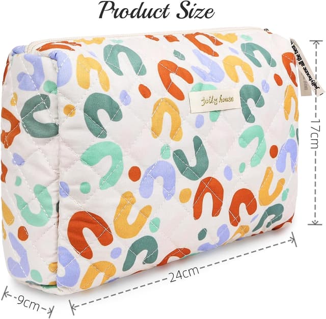 Detalle 2 de Aucuu Borsa da toilette da viaggio floreale in cotone con coulisse e organizer interno