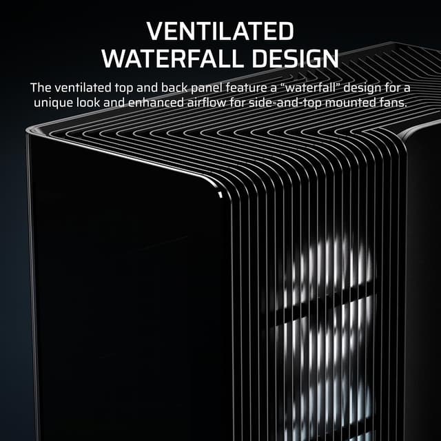 Detalle de Corsair FRAME 4500X LX-R RGB LINK Mid-Tower PC Case with InfiniRail, dual 360mm radiator support and 3x LX120R RGB LINK fans