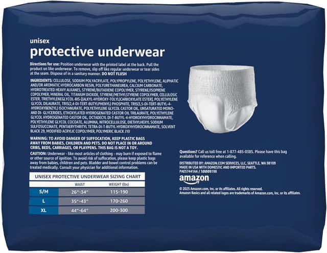 Thumbnail 1 de Amazon Basics Unisex Protective Underwear Overnight 64 count 🩲