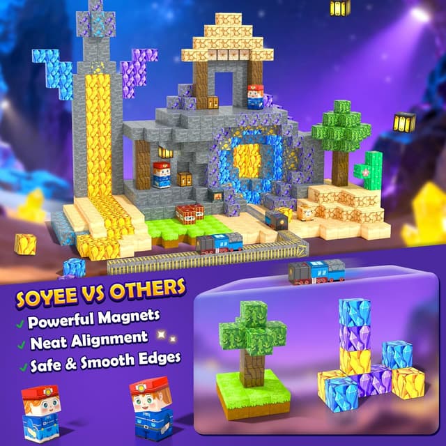 Detalle de Build Mine Magnet World 100PCS magnetic tiles 🧩