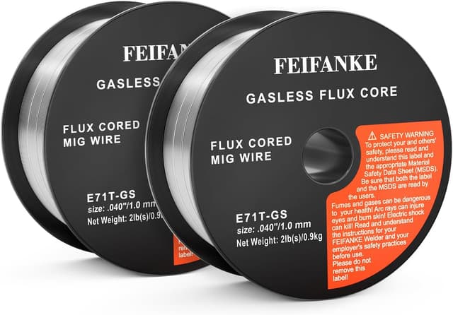 Detalle de FEIFANKE Flux Core Wire E71T-GS MIG welding wire (1.0mm / .040) – 2 x 1KG gasless wire