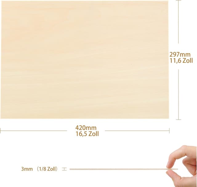 Thumbnail 1 de Tocome A3 Sperrholz 3 mm fĂŒr Laser đȘ”