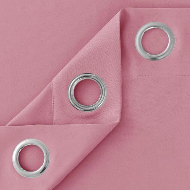 Detalle de Thermal Insulated Blackout Ring Top Eyelet Curtains for Bedroom Windows – 2 Panels (Pink, 90” x 54”)