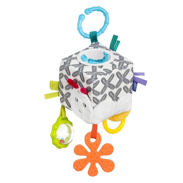 Detalle de Fehn Activity-Würfel Raupe mit Greifelementen und C-Ring – Motorikspielzeug für Babys ab 0+ Monaten