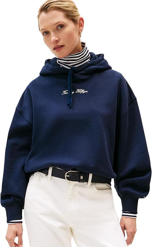 Detalle de Tommy Hilfiger Classic Script Fleece XXS Sudadera Azul