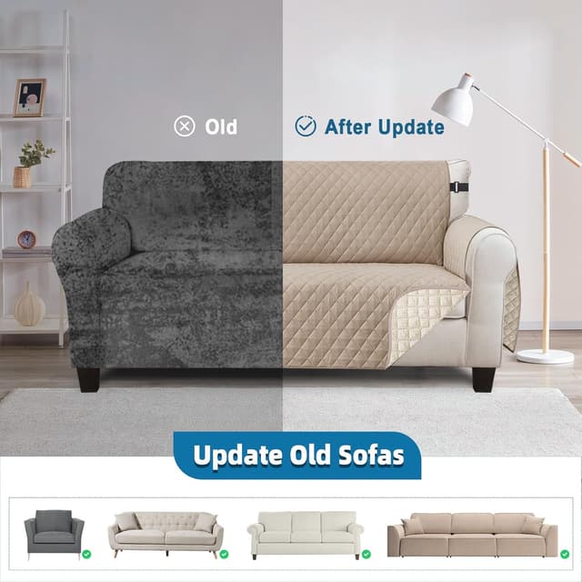 Detalle 2 de Jaotto Copridivano Impermeabile 2 posti con braccioli, trapuntato e con tasche laterali