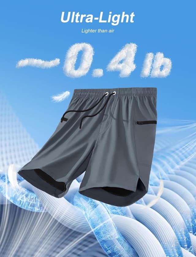 Detalle de Veepro men’s 2 in 1 running shorts with compression liner, quick-dry 7" and zip pockets