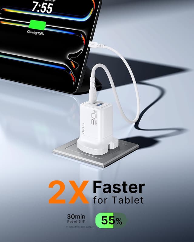 Detalle 2 de INIU USB-C Charger 30W PD Fast Charging (GaN) with Dual Port USB-C + USB-A