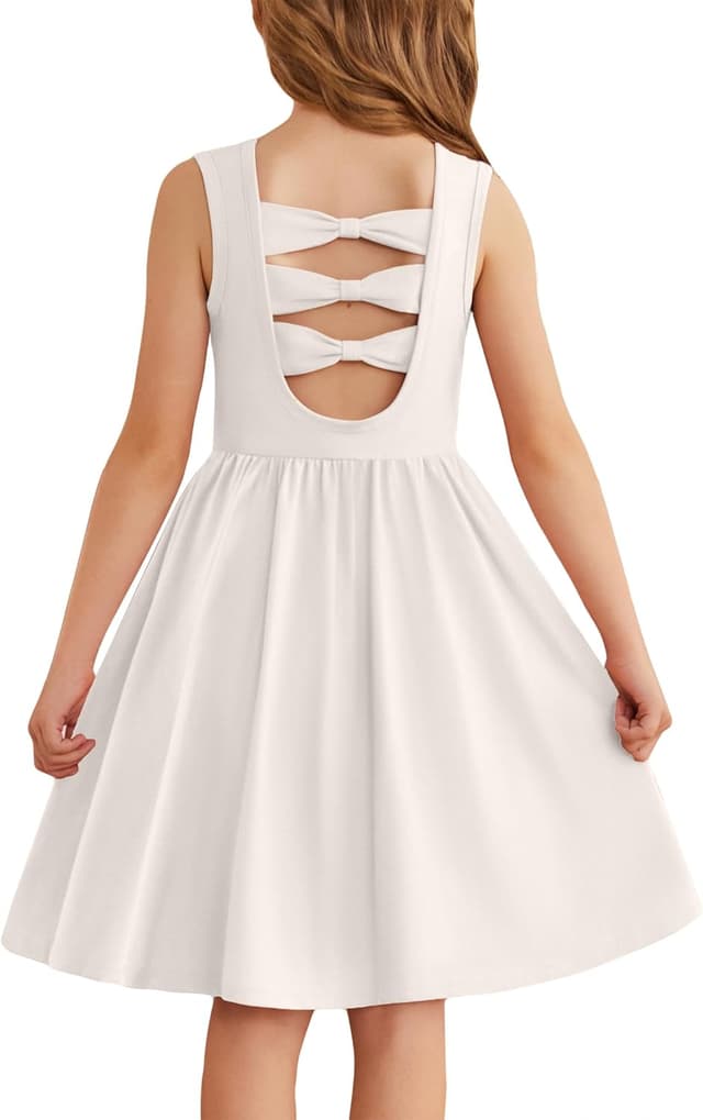 Detalle de Robe sans manches enfant Arshiner avec nœud papillon dans le dos (3 à 14 ans)