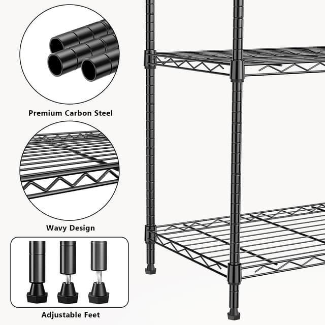 Detalle de M MZG 1250 lbs 5-Tier Metal Storage Shelves Wire Rack with Wheels