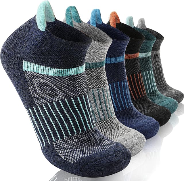 Detalle de Anlisim 6 Pairs Merino Wool Ankle Running & Hiking Socks with Compression Support