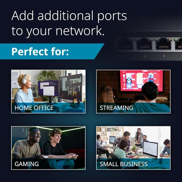 Detalle de D-Link DGS-1016S 16-Port Unmanaged Gigabit-Switch (lüfterlos, Low-Profile Metallgehäuse, Desktop/Wandmontage)