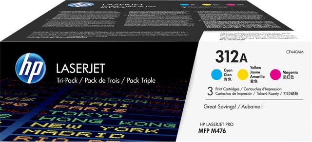 Detalle de HP 312A LaserJet Toner – Dreierpack